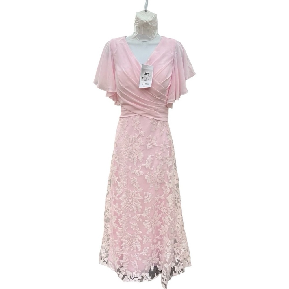 NWT BXZ chiffon and lace gown